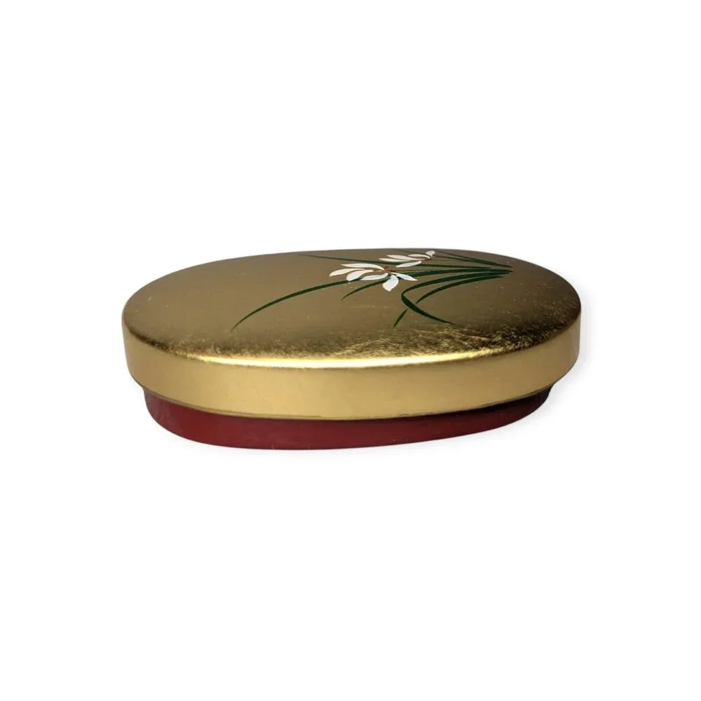 Japanese Gold Leaf Crafts Ran with Toothpick Western Gold Leaf Trinket Box NWT